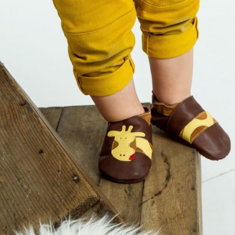 Scarpine morbide - babbucce - fantasia Giraffa marrone