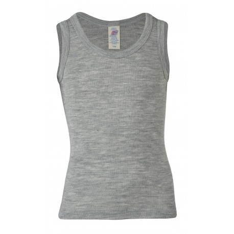 Canottiera bambini in lana seta grigio melange