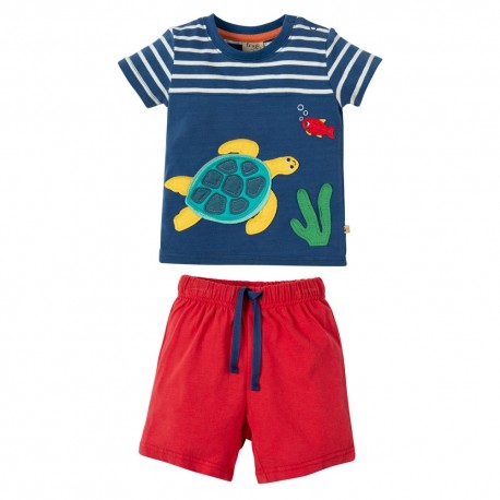 Completo maglietta pantalone tartaruga in cotone biologico - ultima taglia 6-12 mesi