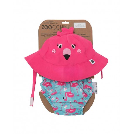 Set Baby Costumino Contenitivo + Cappellino, Fenicottero - UPF 50+