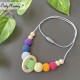 Collana babywearing e allattamento - arcobaleno con anello
