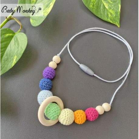 Collana babywearing e allattamento - arcobaleno con anello