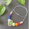 Collana babywearing e allattamento - arcobaleno con anello