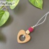 Collana babywearing e allattamento con cuore in legno - Amaranto