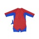 Tutina intera mare e piscina UPF50 - Squalo rosso blu - manica corta