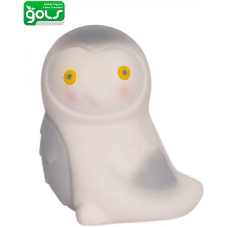 Gufo 3-in-1 Sonaglio, Massaggiagengive, Gioco da Bagno - 100% Caucciù Naturale