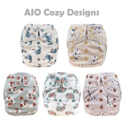 Pannolino AIO Tutto in uno bambù Cozy chiusura bottoni - taglia unica