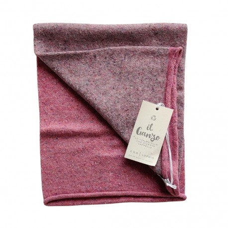 Scaldacollo Ganzo 3 in 1 in lana rigenerata - Rosa scuro/grigio perla
