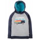 Felpa con cappuccio grigio/blu camper in cotone bio Frugi