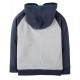 Felpa con cappuccio grigio/blu camper in cotone bio Frugi