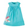 Vestitino Little Lola- Turquoise spot Unicorn - Frugi