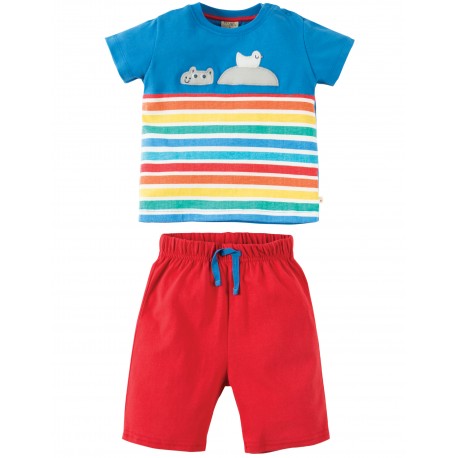 Completo pantaloncini maglietta Porthleven - Sail blue Hippo - Frugi