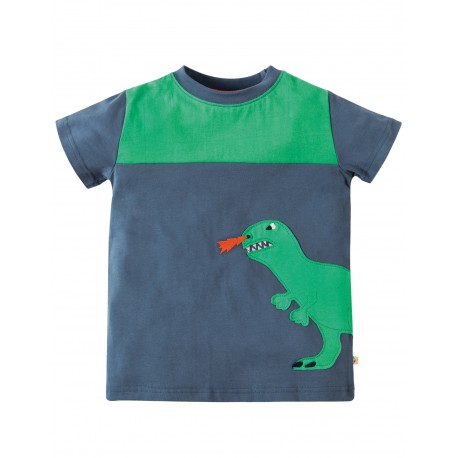 Maglietta Crantock Colour Block - Soft navy Dino - Frugi