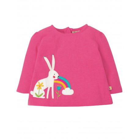 Maglia manica lunga Applique Leprotto flamingo in cotone biologico