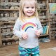Maglietta maniche lunghe bottoni con applique arcobaleno in cotone bio Frugi