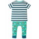 Completo maglietta pantalone bib Steely Blue Stripe Rainbow in cotone biologico