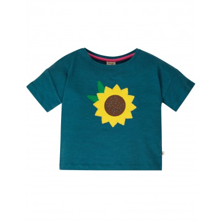 Maglietta Myla Slub - Steely Blue Flower in cotone biologico GOTS