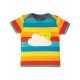 T-shirt Bobster applique - Rainbow Multistripe Sun - cotone bio Frugi