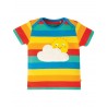 T-shirt Bobster applique - Rainbow Multistripe Sun - cotone bio Frugi