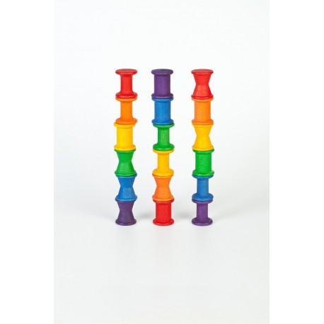 Spolette arcobaleno 18 pz - Grapat - gioco in legno